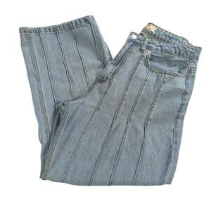 Y2K Don’t Think Twice Jeans US 10 Petite Wide Leg Striped Light Wash Denim 100%